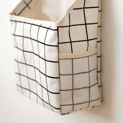 Cotton Wall Hanging Storage Bag Book Magazine Phone Holder Pouch Organizer with Hook Bed Side Pocket Door Bags