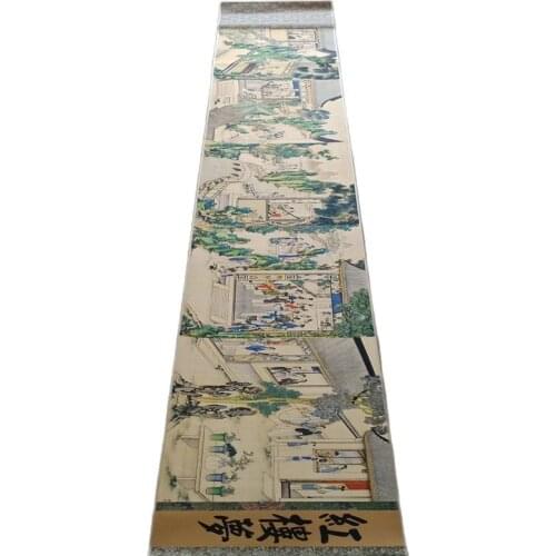 Chinese Old Picture Paper Dream Of Red Mansions Painting Long Scroll Painting