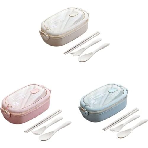 Wheat Straw Bento Microwave Food Container With 304 Steel Tank