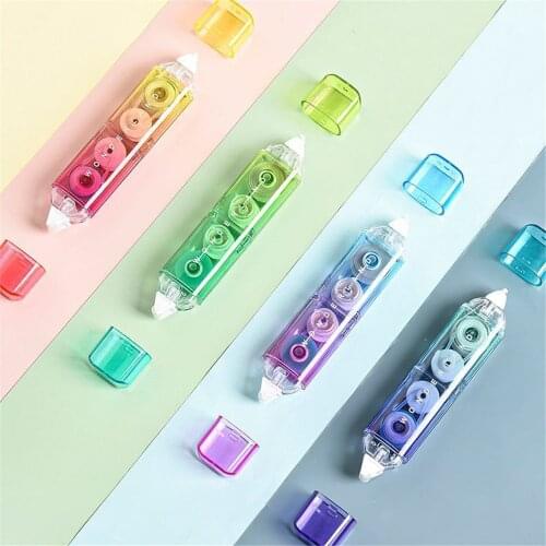 2 In 1 Gradient Color Correction Tape and Point Glue Kawaii Stationery Novelty Correction Band Kids Gifts School Office Supplies