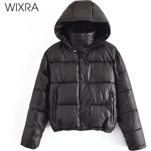 Wixra Womens Jacket New Drawstring Hooded Coats Solid Warm Outerwear Ladies Streetwear Casual Parkas Autumn Winter