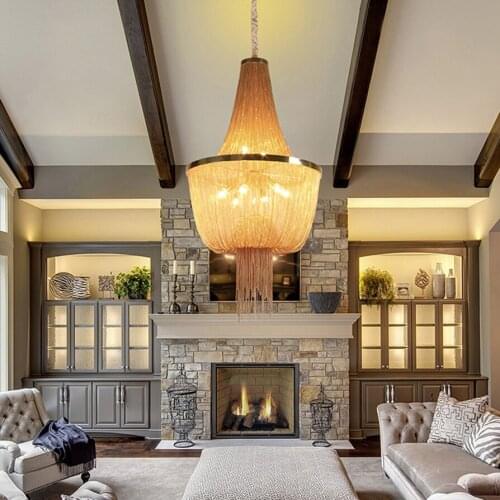 Led e14 Retro Iron Aluminum Chain LED Lamp LED Light.Pendant Lights.Pendant Lamp.Pendant light For Hotel Foyer Staircase Hall