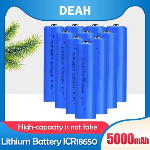 10-20PCS Real Capacity 3.7V 18650 5000mah Lithium Rechargeable Battery ICR18650 with Pointed (No PCB) batteries For Flashlight