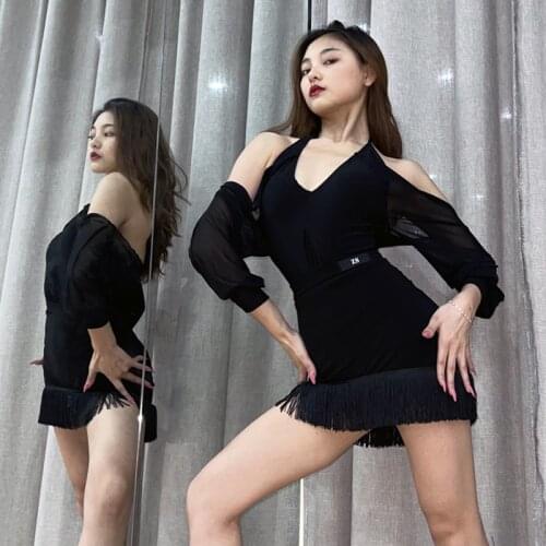 New Latin Dance Skirt Fringe Black Mini Skirts Women Latin Dancewear Adult Training Practice Cha Cha Samb Rumba Costume DNV15038