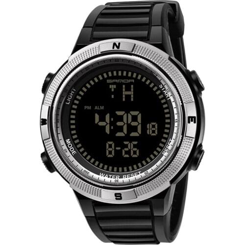 Sanda Brand 360 Electronic Alarm Date Day Led Clock Military Plastic Waterproof Digital Men Sports Watches relogio masculino
