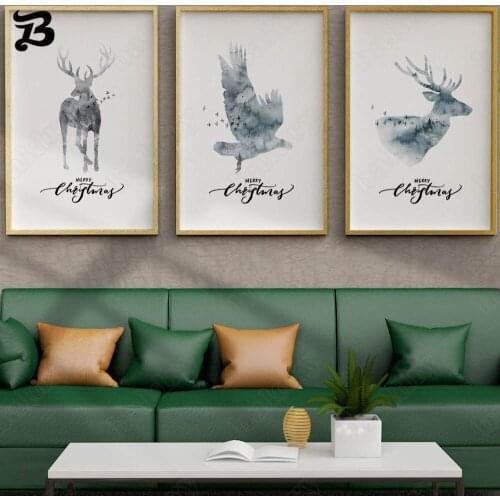 Canvas Painting Wall Art Animals Transparent Elk Wall Painting Abstract Modern Canvas Posters Prints for Living Room Home Decor