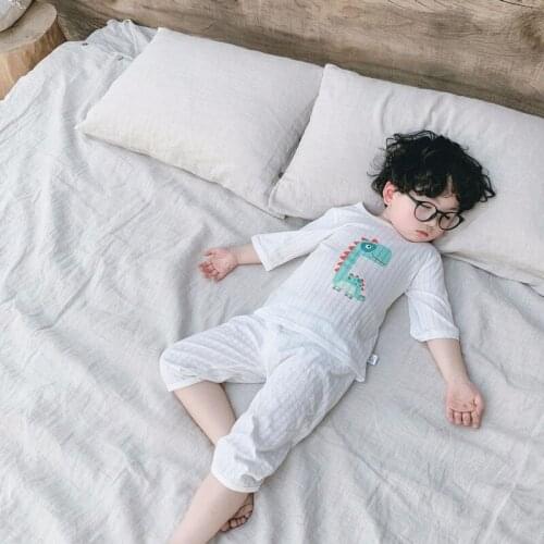 2020 New summer 100% cotton baby sleepwear Quality child pajama sets cute cartoon pure cotton long sleeve simple Kids underwear