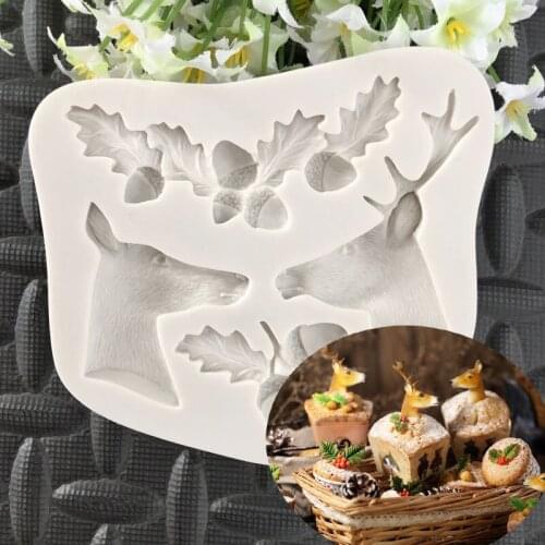 New Two elk and pine nuts silicone mold cake decorating tools fondant molds