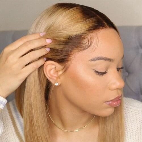 4x4 Lace Closure Bob Wig Straight Human Hair for Black Women Straight Bob #4/27 Lace Front Human Hair Wigs Blunt Cut Bob Wig