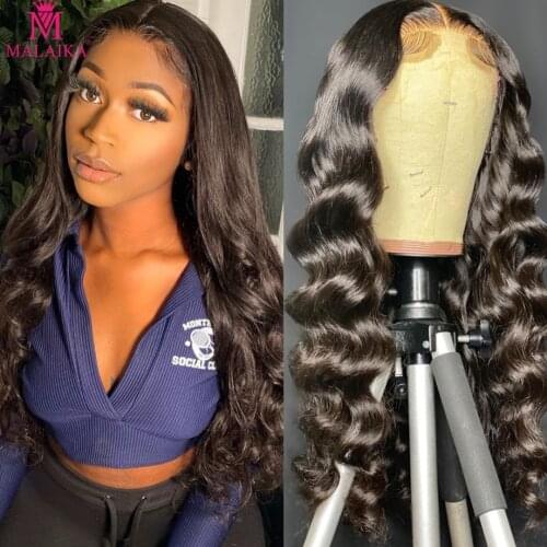 Malaika Loose Lace Frontal Wig Brazilian Body Wave 13x4 Lace Human Hair Wigs For Black Women 30inch 180 Density Remy Hair Wig