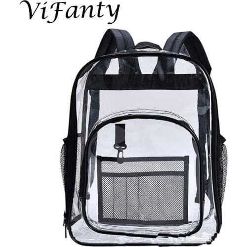 Clear Backpacks, Heavy Duty Transparent PVC Backpack, Freeze-Proof See Through Bookbag with Adjustable Straps forSecurity Check
