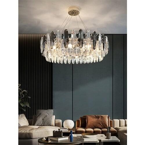 Nordic Luxury Crystal Chandeliers Living Room Bedroom Round LED Pendant Lights E14 Luminaire Suspension Decoration Hanging Lamp