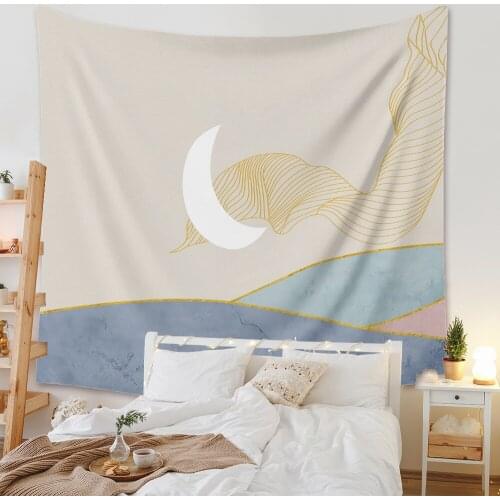 Blue Pink Sun Moon Tapestry Hanging Bohemian Celestial Tapestries Hippie Wall Carpet Cloth Home Dorm Decor Background Sofa Cover