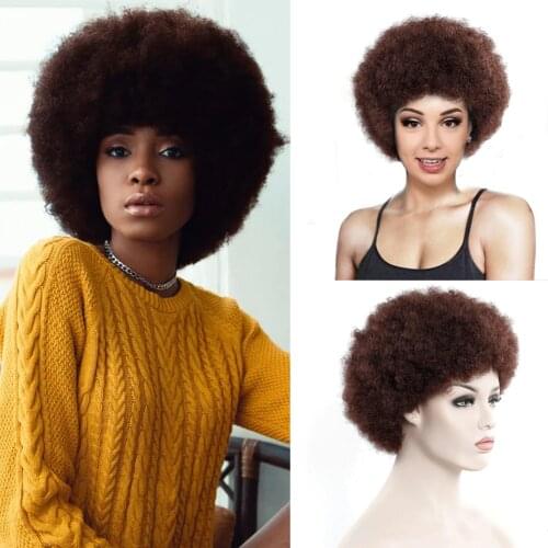 Synthetic Wig Afro Women Sort Bppm Hair Style Soft Fiber Kinky 12 Inch Bulk Hair Black for Party Dance Wigs with Bangs