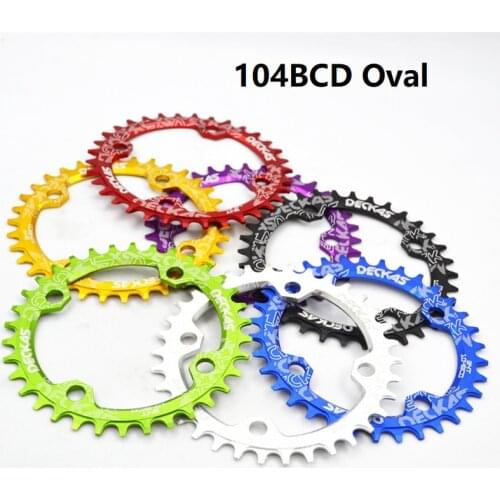 Deckas 104BCD Oval Narrow Wide Chainring MTB Mountain Bicycle 32T 34T 36T 38T Crown Crankset Single Tooth Plate Parts 104 BCD