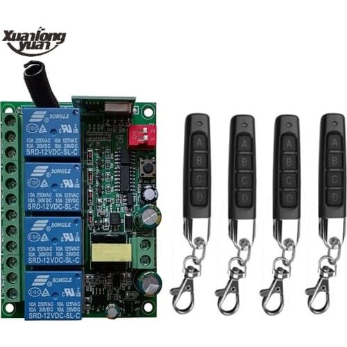 Smart Multiple AC110V 220V 230V 10A 315/433 MHz 4CH 4 CH 4 Channel Wireless Relay RF Remote Control Switch Receiver+Transmitter