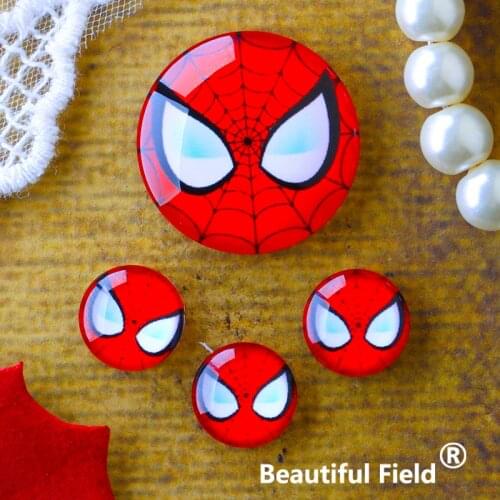 12mm 25mm 14mm 16mm 18mm 20mm Photo Glass Cabochons Round Cameo Set Handmade Settings Stone Hero Spider CEEEE299