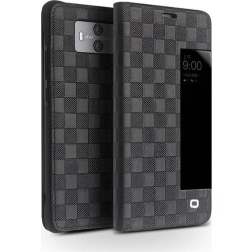QIALINO Sleep Wake Smart Genuine Leather Case for Huawei Mate 10 Flip Cover for Huawei Mate10 Luxury Business Style Bag 5.9-inch