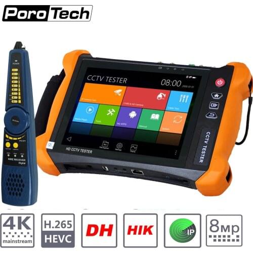 WANGLU Full Function X9 8inch 2K Retina Display Security CCTV Tester Camera Monitor IP 8MP TVI CVI AHD 4-channel ONVIF RS485 Usb