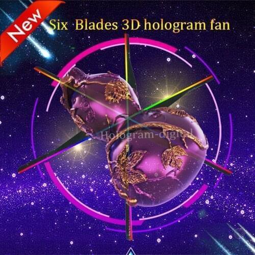 WIFI 85CM six Blades mobile phone one click output 3d ADS 3d holographic projector 3d hologram led fan