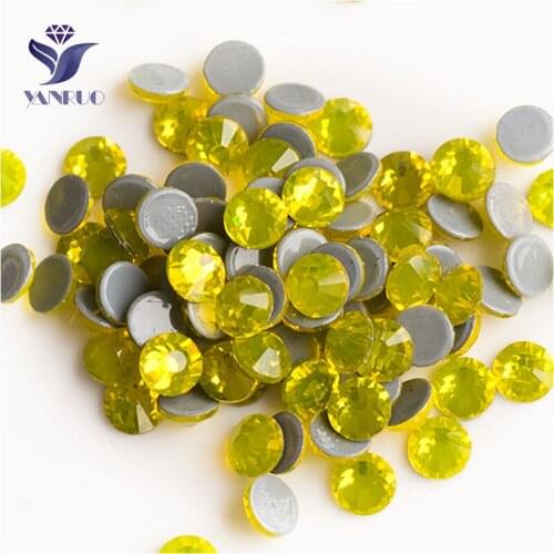 YANRUO 2058HF SS20 Citrine 1440Pcs Hotfix Crystals Strass Flat Back DIY Iron On Hot Fix Rhinestones For Jewelry Making