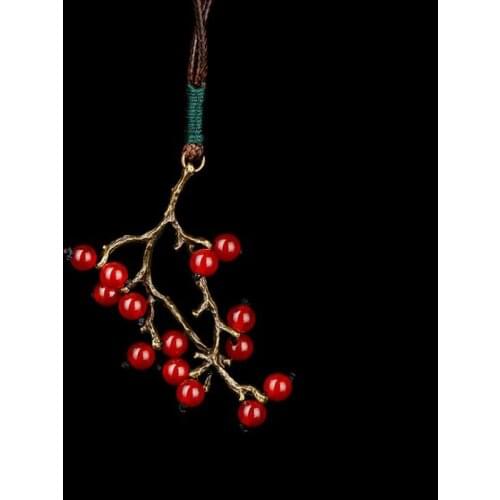 Original Design Ethnic Handmade Tree Branch Long Necklace Natural Stone Beads Necklace For Women Clothes Accessories Jewelry
