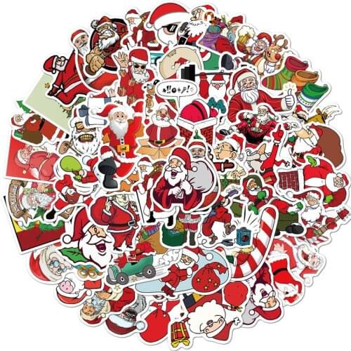 10/30/50PCS Christmas Day Stickers Waterproof Stationery PVC Stickers DIY Luggage Graffiti Skateboard Children Classic Toy