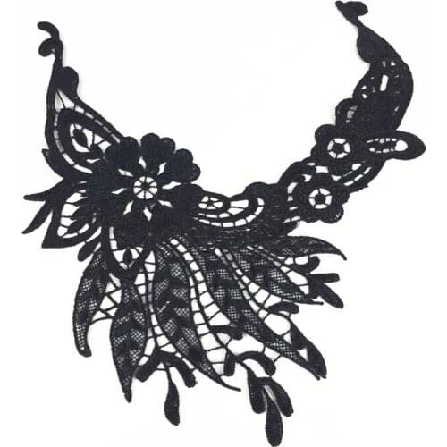 10pcs Black Floral Jacquard Venise Lace Collar Neckline Trim DIY Embroidery Applique Sewing Craft Blouse Sewing Trims