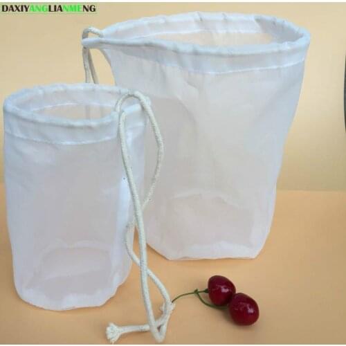 10pcs/lot-Dia=9/14/19/23cm - 120/200/300mesh handwork stitch Cylindrical nylon bags Beam pocket Coffee Wine soybean Milk Filter