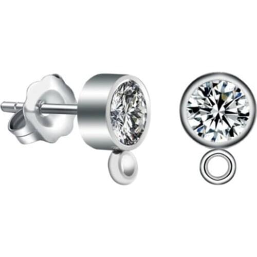 10pcs/lot Stainless Steel Crystals Womens Earrings Stud Post Connectors Charm Earring For DIY Jewelry Making Findings