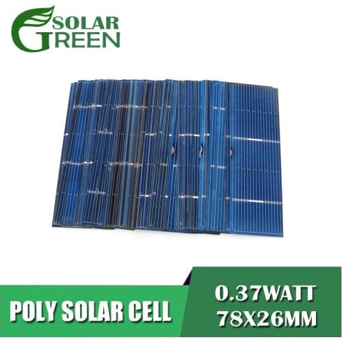 100pcs/lot 2v 3v 4v 5v 6v 9v 12v 18v Solar Panel Painel Cells DIY Charger Polycrystalline Silicon Sunpower Solar Bord 78x26mm