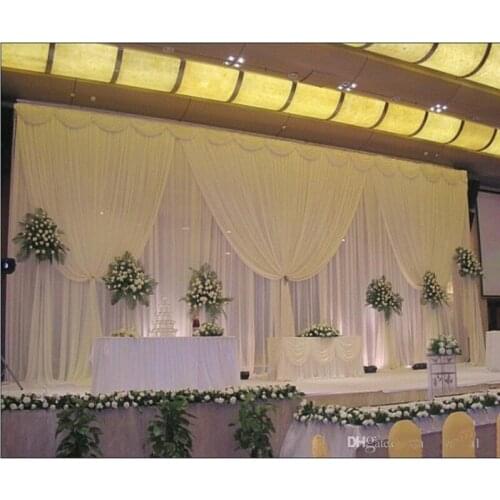 10ft*20ft White ice silk wedding backdrop curtain with swags Wedding Props Satin Drape For Wedding Birthday Evening Party Decor