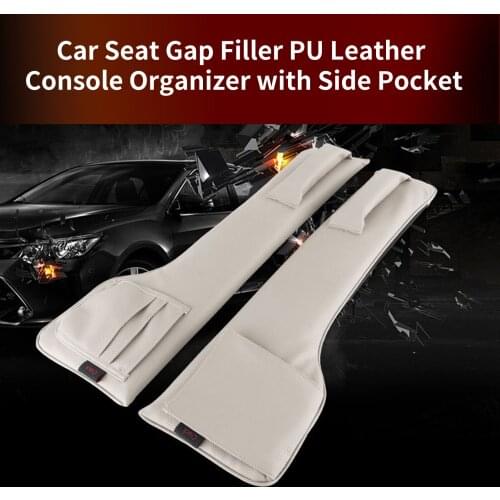 2Pcs Car Seat Gap Filler Pockets PU Leather Auto Seats Leak Stop Pad Soft Padding Phone Cards Holder Storage Bags Organizers