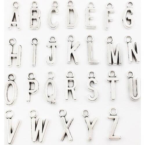 26Pcs Alphabet Letters Charms 6x16mm Pendants DIY Jewelry Making Alloy Findings Accessory For Necklaces Earrings