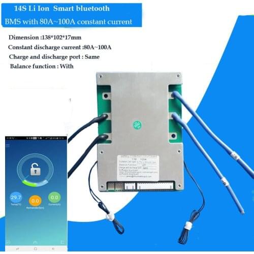 58.8V 14S Bluetooth BMS for 48V Li ion Battery PCB board with 100A constant charge and discharge and communication function