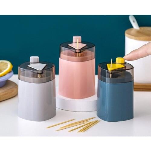 1Pcs New Automatic Toothpick Box Wheat Straw Toothpick Holder Container Portable Pop-up Toothpick Dispenser Storage Box Kitchen