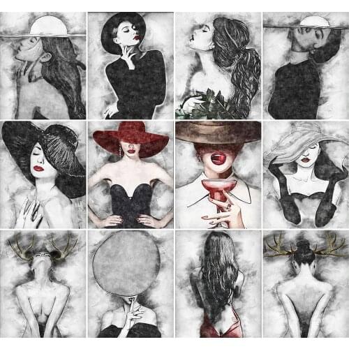 AZQSD 40x50cm Painting By Number Canvas Portrait Abstract Art Pictures By Numbers Girl HandPainted Coloring Draw Craft DIY Gift