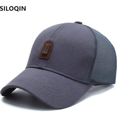 SILOQIN Snapback Cap New Summer Mens Cap Breathable Mesh Baseball Cap Adjustable Size Casual Sports Caps Male Bone Fishing Cap