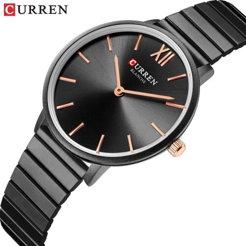 CURREN 2019 New Top Women Luxury Black Steel Waterproof Quartz Watch Brand Women Watches Fashion Ladies Clock Relogio Feminino