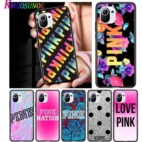 Love Pink Art for Xiaomi Mi 11 10T Note 10 Ultra 5G 9 9T SE 8 A3 A2 A1 6X Pro Play F1 Lite 5G Black Phone Case