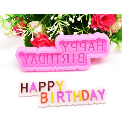 DIY 3D Happy Birthday Letter Form Silicone Mold Stamp Baking Mold Chocolate Fondant Cake Decoration Tools Pastry Accessories