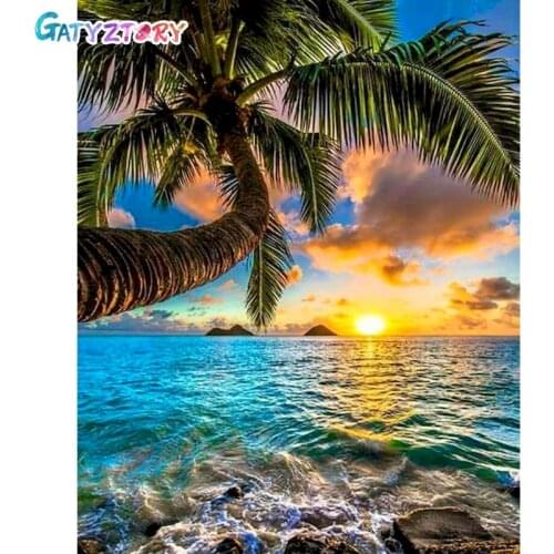 Gatyztory Painting By Numbers Sea Landscape Picture Coloring By Numbers Acrylic Paints Set Canvas Coloring Home Decor Framed