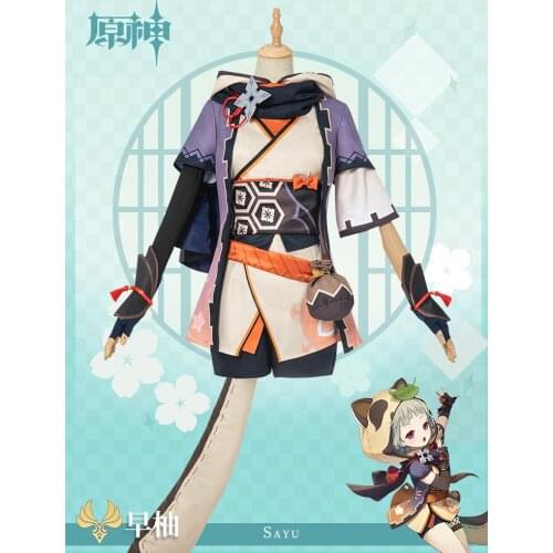 Genshin Impact Cos Sayu Game Same Cosplay Full set of Anime Clothes With Tail Womens Halloween Full Set A