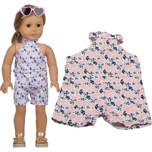 2021 New Pattern Clothes Sleeveless Print Jumpsuit Fit 18 Inch American&43cm Baby New Born Doll Clothes Accessories