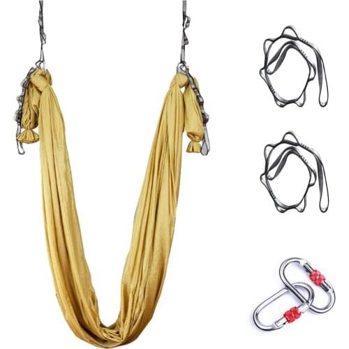 5*2.8m Aerial Yoga Hammock Fitness Yoga Stretch Anti-Gravity Swing Sling Inversion Belts Include Daisy Chain/Carabiner