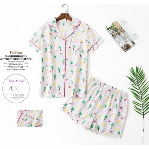 Summer Pajamas Suit Women Cute Cartoon Short-Sleeved Shorts Sleepwear Turn-down Collar Plus-size Pijama Two Piece Set Nightwear