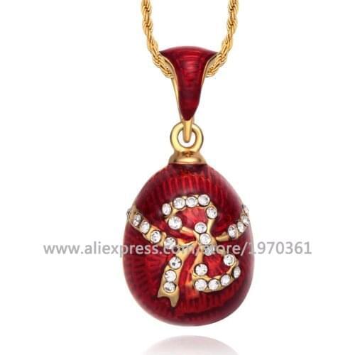 Hottest Enamel HandMade Jewelry Brass Vintage Egg Bowknot Pendant Charm Crystal Rhinestone Necklace Gift To Women Jewellery 2019