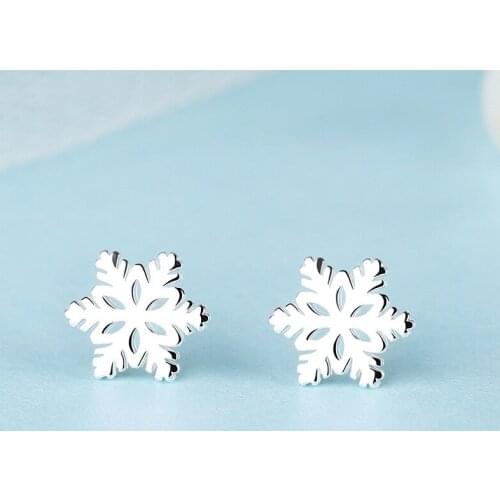 Mini Vintage Metal Snowflower Stud Earrings For Women Charm Silver Color Statement Fashion Earrings Jewelry Bijoux Hot Sale