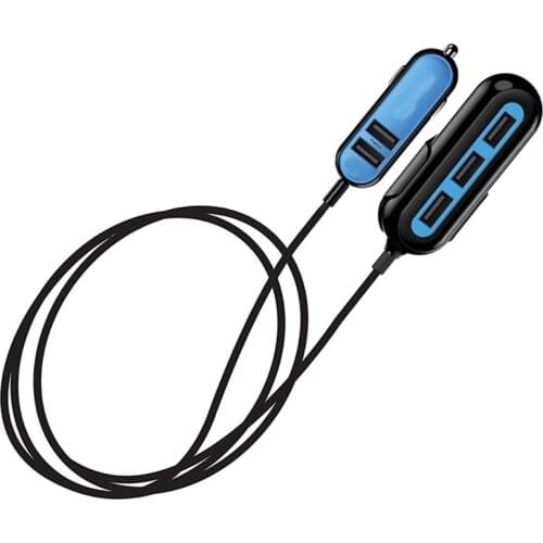 Multifunctional 5 Ports Car Charger for iPhone Samsung Tablet Rear Seat Fast Car Charger 4.8A USB Car Adapter Universal