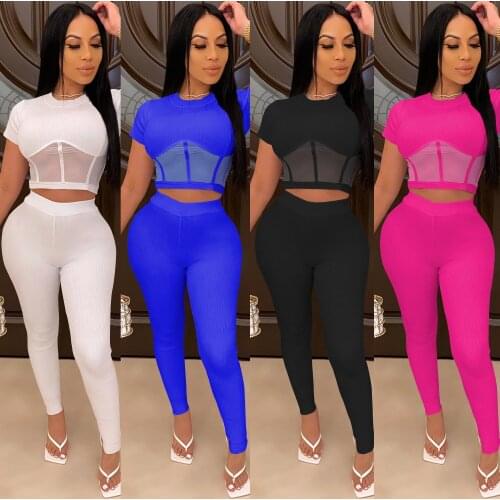 Fashion Sexy Gauze Perspective of Two Pieces of Clothing To Match Suit Switsuit Outfits for Women Knit Two Piece Set Joggers